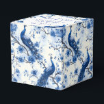 Vintage Blue French Chinoiserie Watercolor Peacock Favor Boxes<br><div class="desc">This vintage-inspired blue French chinoiserie favor box features a detailed watercolor peacock, perfect for weddings and special events. The elegant design allows space for the couple's names, wedding date, and a personal message, making it a stylish addition to your wedding favor collection. If you need assistance with customizing this item,...</div>