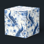 Vintage Blue French Chinoiserie Watercolor Peacock Favor Boxes<br><div class="desc">This vintage-inspired blue French chinoiserie favor box features a detailed watercolor peacock, perfect for weddings and special events. The elegant design allows space for the couple's names, wedding date, and a personal message, making it a stylish addition to your wedding favor collection. If you need assistance with customizing this item,...</div>