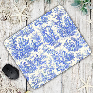 Vintage Blue French Country Toile de Jouy Mouse Pad