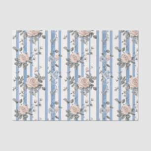 Vintage Blue French floral Pattern Tissue Paper