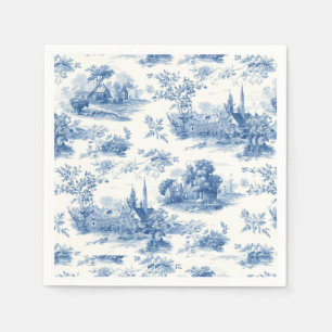 Vintage blue french toile de Jouy Floral pattern Napkins