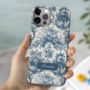 Vintage Blue French Toile De Jouy Monogram Case-Mate iPhone 14 Case
