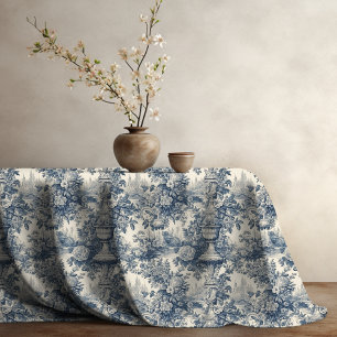 Vintage Blue French Toile de Jouy Monogram Tablecloth