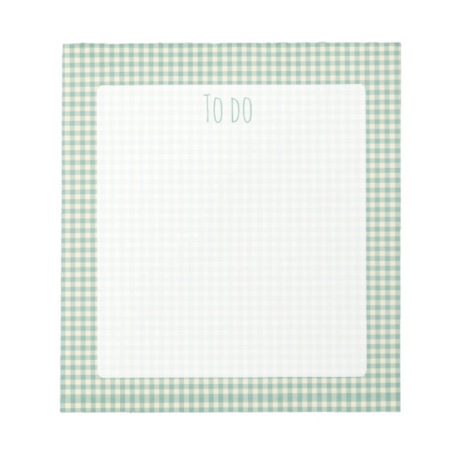 Vintage blue gingham checker pattern notepad (Front)