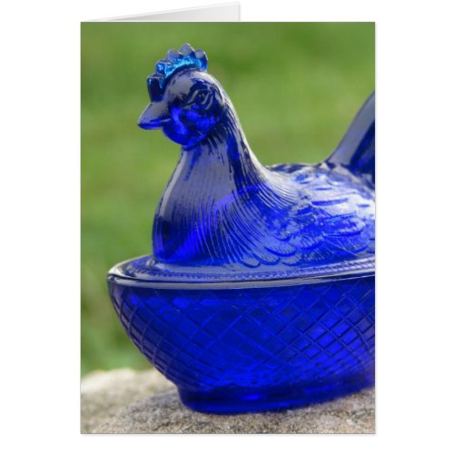 Vintage Blue Glass Hen
