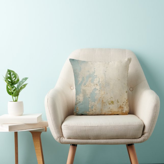 Vintage Blue Gold Grunge Pattern  Throw Pillow (Chair)