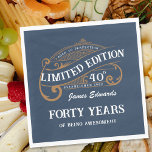 Vintage Blue Gold Men's Whiskey 40th Birthday Napkins<br><div class="desc">Celebrate his milestone birthday with our Vintage Blue Gold Men's Whiskey 40th Birthday design. The ornate blue and gold details add a classic touch,  perfect for any whiskey enthusiast. Simple and stylish,  this design is sure to please the man on his 40th birthday party.</div>