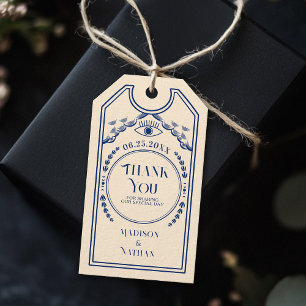 Vintage Blue Gothic Wedding Thank You Gift Tags