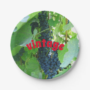 Vintage blue grapes paper plates