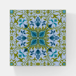 Vintage Blue Green Tile Design Paperweight