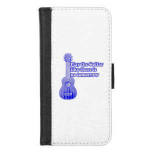 Vintage blue guitar with inspirational words iPhone 8/7 wallet case