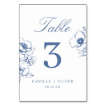 Vintage Blue Hand-drawn Floral Garden Wedding Table Number
