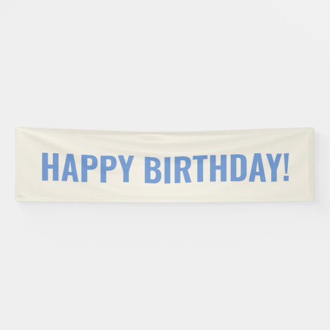 Vintage Blue Happy Birthday Banner (Horizontal)