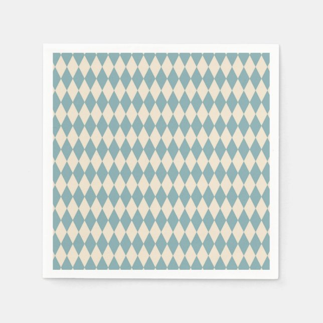 Vintage  Blue Harlequin  Napkins (Front)