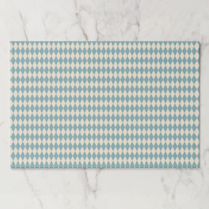 Vintage  Blue Harlequin Paper Placemats