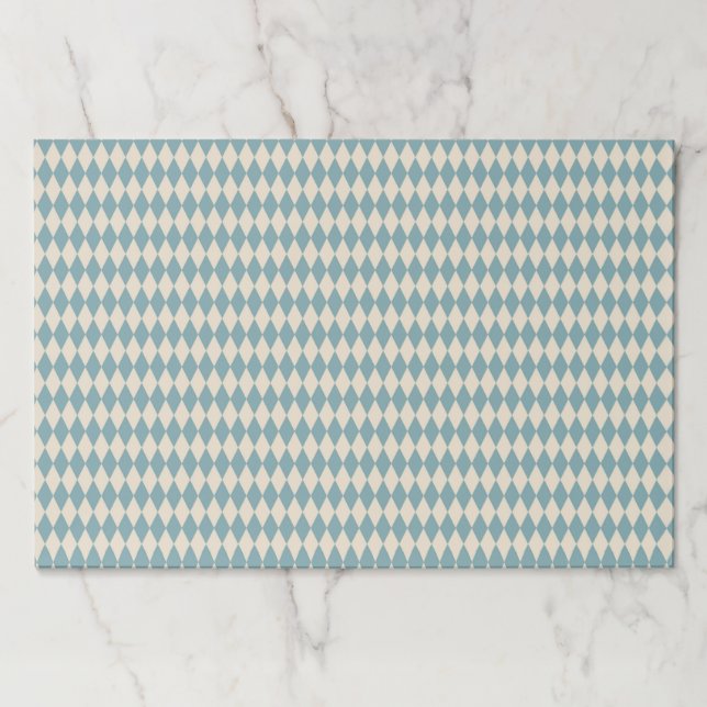 Vintage  Blue Harlequin Paper Placemats (Front)