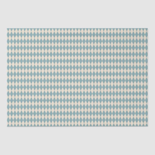 Vintage  Blue Harlequin  Tissue Paper (Front)