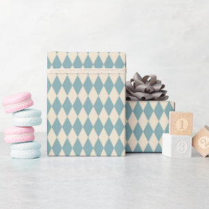 Vintage Blue Harlequin Wrapping Paper