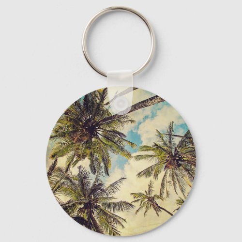 Vintage Blue Hawaii Kauai Palm Tree Keychain