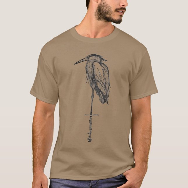 Vintage Blue Heron  T-shirts - (Front)