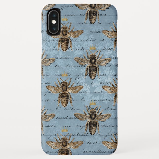 Vintage Blue Honey Bee Case-Mate iPhone Case (Back)