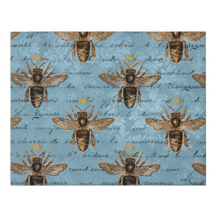 Vintage Blue Honey Bee Faux Canvas Print