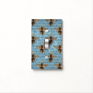 Vintage Blue Honey Bee Light Switch Cover