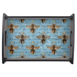 Vintage Blue Honey Bee Serving Tray