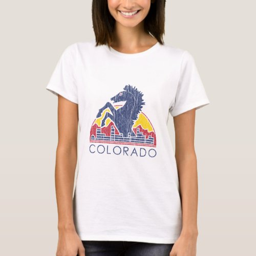 Vintage Blue Horse Colorado Logo T_Shirt