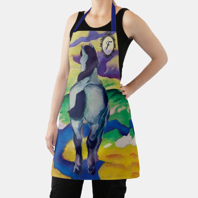 Vintage Blue Horse personalized Gift Apron (Insitu)