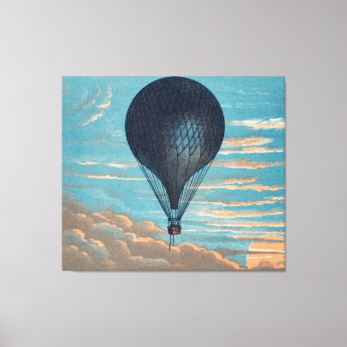 Vintage Blue Hot Air Balloon Painting Canvas Print