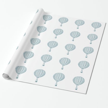 Vintage Blue Hot Air Balloon Wrapping Paper