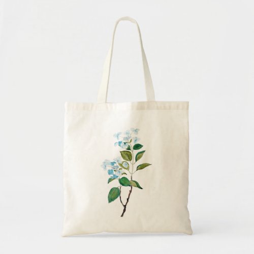 vintage blue hydrangae tote bag