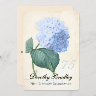 Vintage Blue Hydrangea 75th Birthday Celebration I Invitation