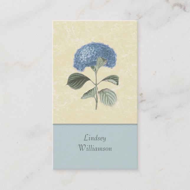 Vintage Blue Hydrangea Botanical Floral Business Card (Front)