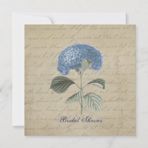 Vintage Blue Hydrangea Bridal Shower Invitation
