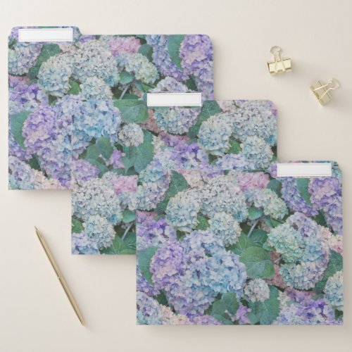 Vintage Blue Hydrangea Floral Pattern File Folder