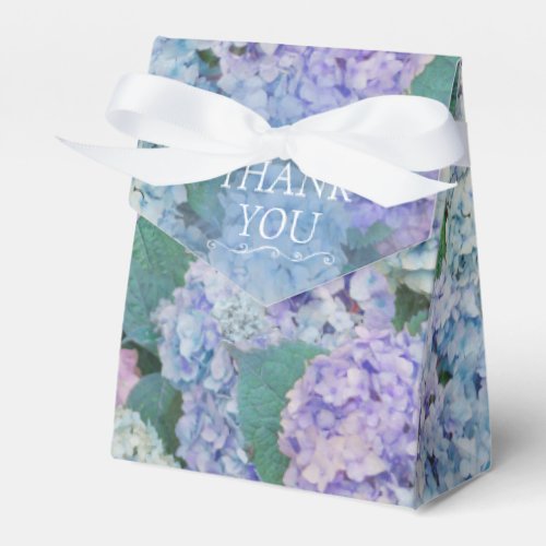 Vintage Blue Hydrangea Floral Thank You Favor Boxes