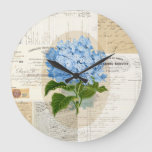 Vintage Blue Hydrangea French Clock at Zazzle