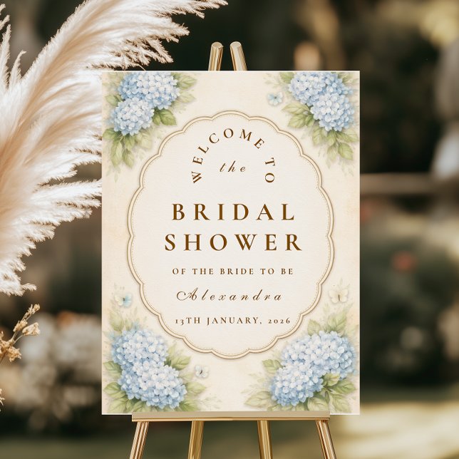 Vintage Blue Hydrangea Garden Bridal Shower Foam Board (Creator Uploaded)