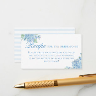 Vintage Blue Hydrangea Garden Recipe Request Enclosure Card