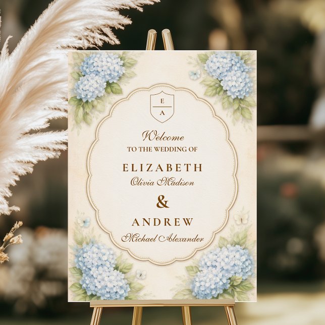 Vintage Blue Hydrangea Garden Wedding Foam Board (Creator Uploaded)