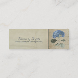 Vintage Blue Hydrangea on Antique Calligraphy Mini Business Card