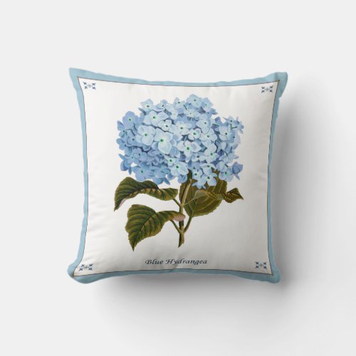 Vintage Blue Hydrangea Pillow