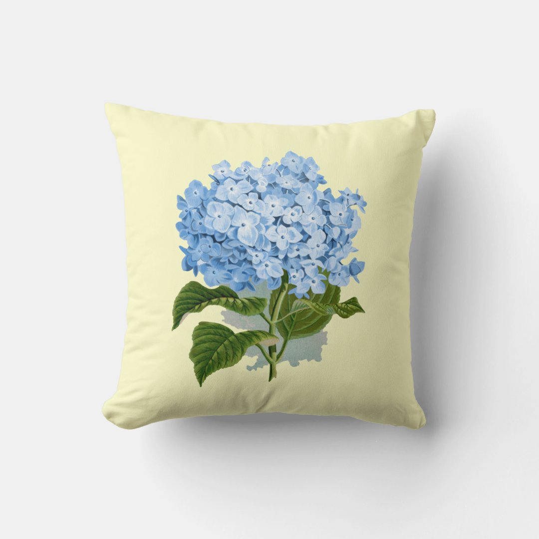Vintage Blue Hydrangea Throw Pillow Zazzle
