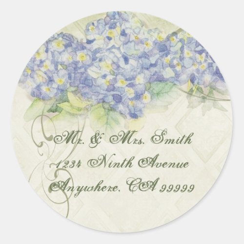 Vintage Blue Hydrangea _ Wedding Seal Stickers