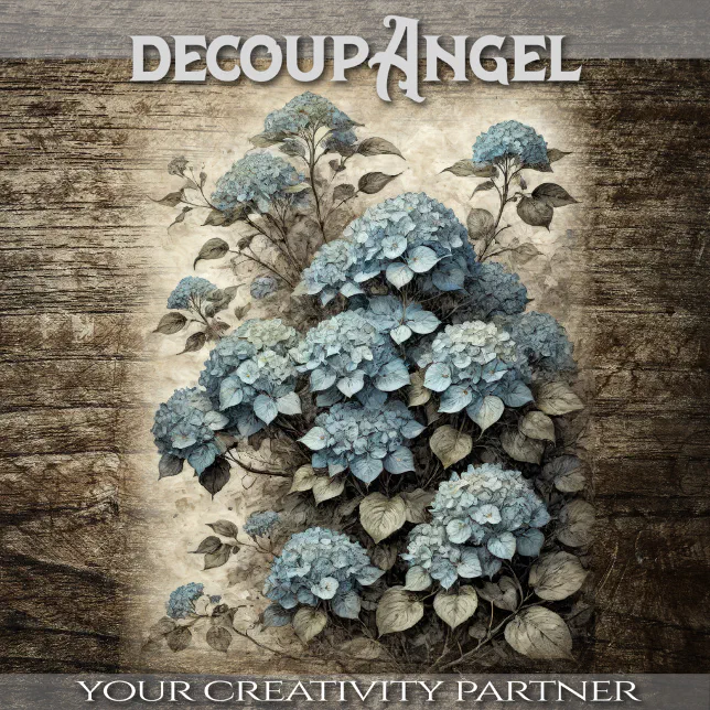Vintage blue hydrangeas decoupage tissue paper Zazzle