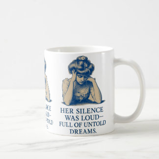 Vintage Blue Ink Portrait – “Her Silence Was Loud” Coffee Mug