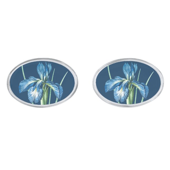 Vintage blue iris cufflinks (Front)