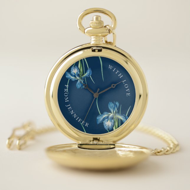 Vintage blue iris pocket watch (Inside)